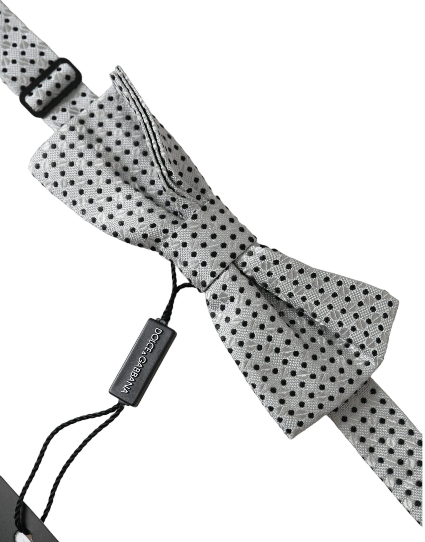 - Gray Silk Polka Dot Adjustable Neck Men Papillon Bow Tie