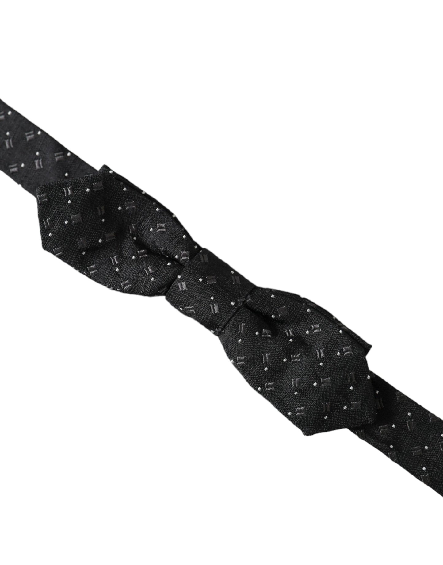 - Black Silk Patterned Adjustable Neck Men Papillon Bow Tie