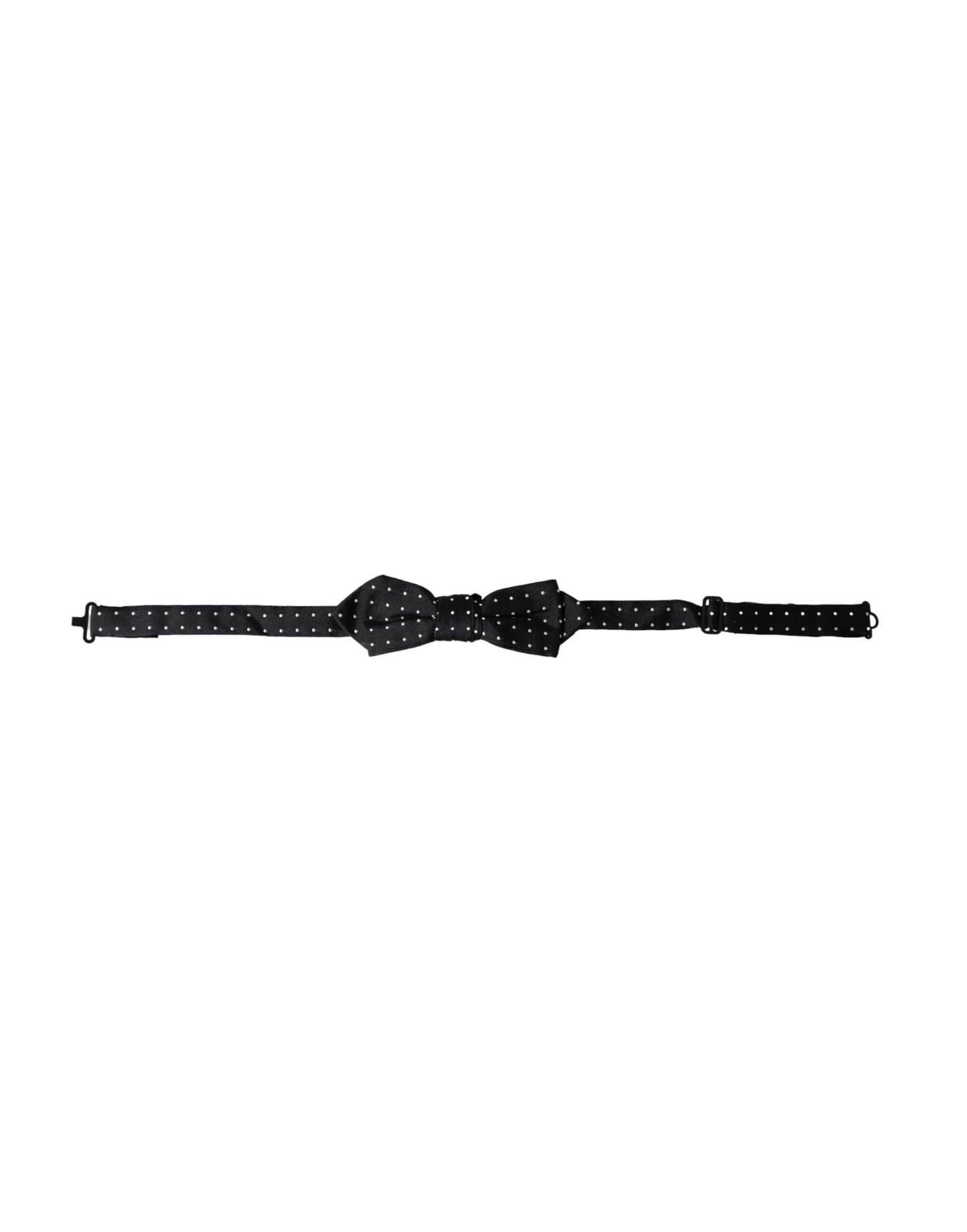 - Black Silk Polka Dot Adjustable Neck Men Papillon Bow Tie