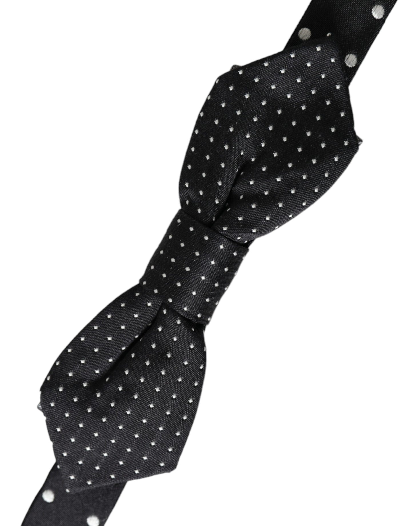 - Black Silk Polka Dot Adjustable Neck Men Papillon Bow Tie