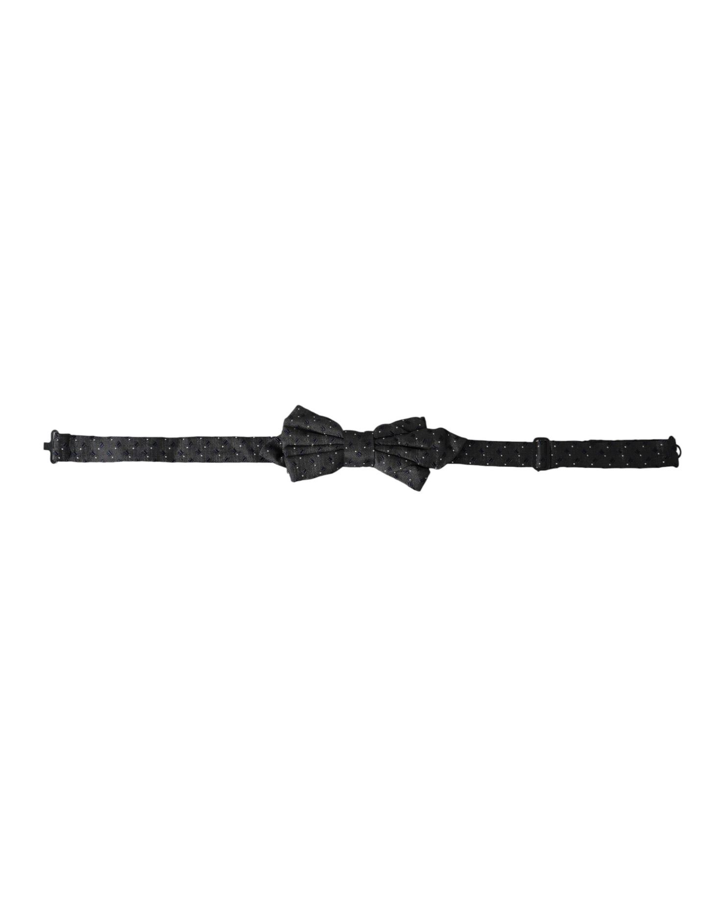 - Black Silk Patterned Adjustable Neck Men Papillon Bow Tie