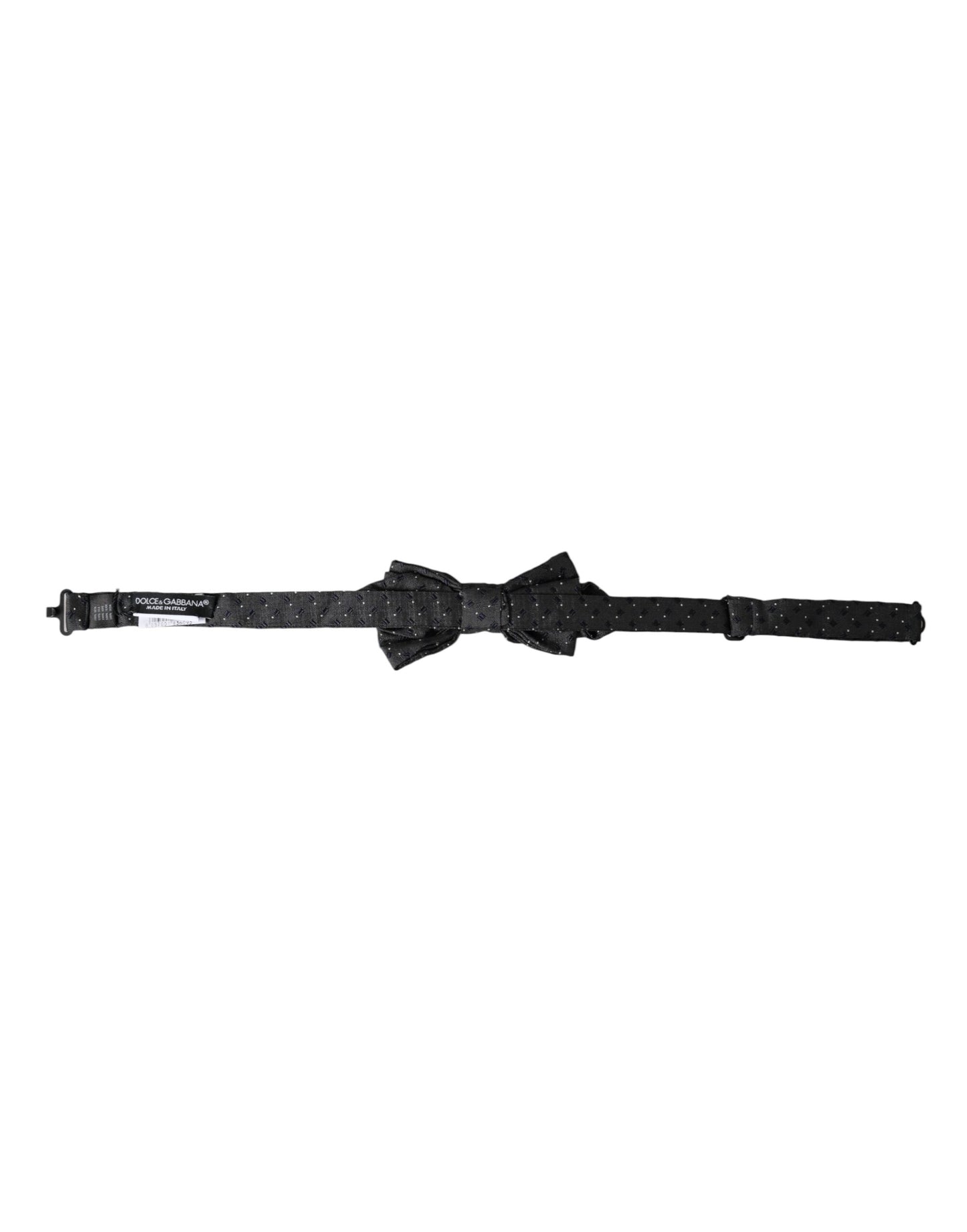 - Black Silk Patterned Adjustable Neck Men Papillon Bow Tie