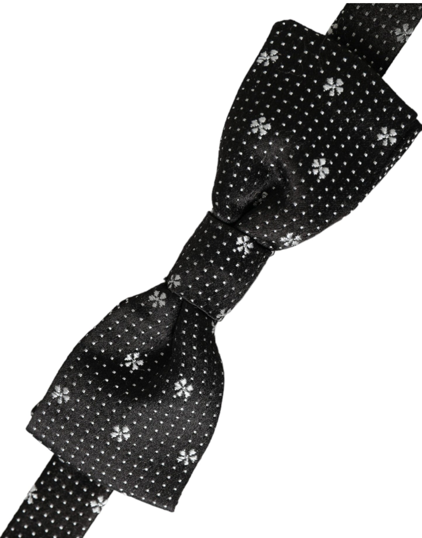 - Black Silk Floral Adjustable Neck Men Papillon Bow Tie