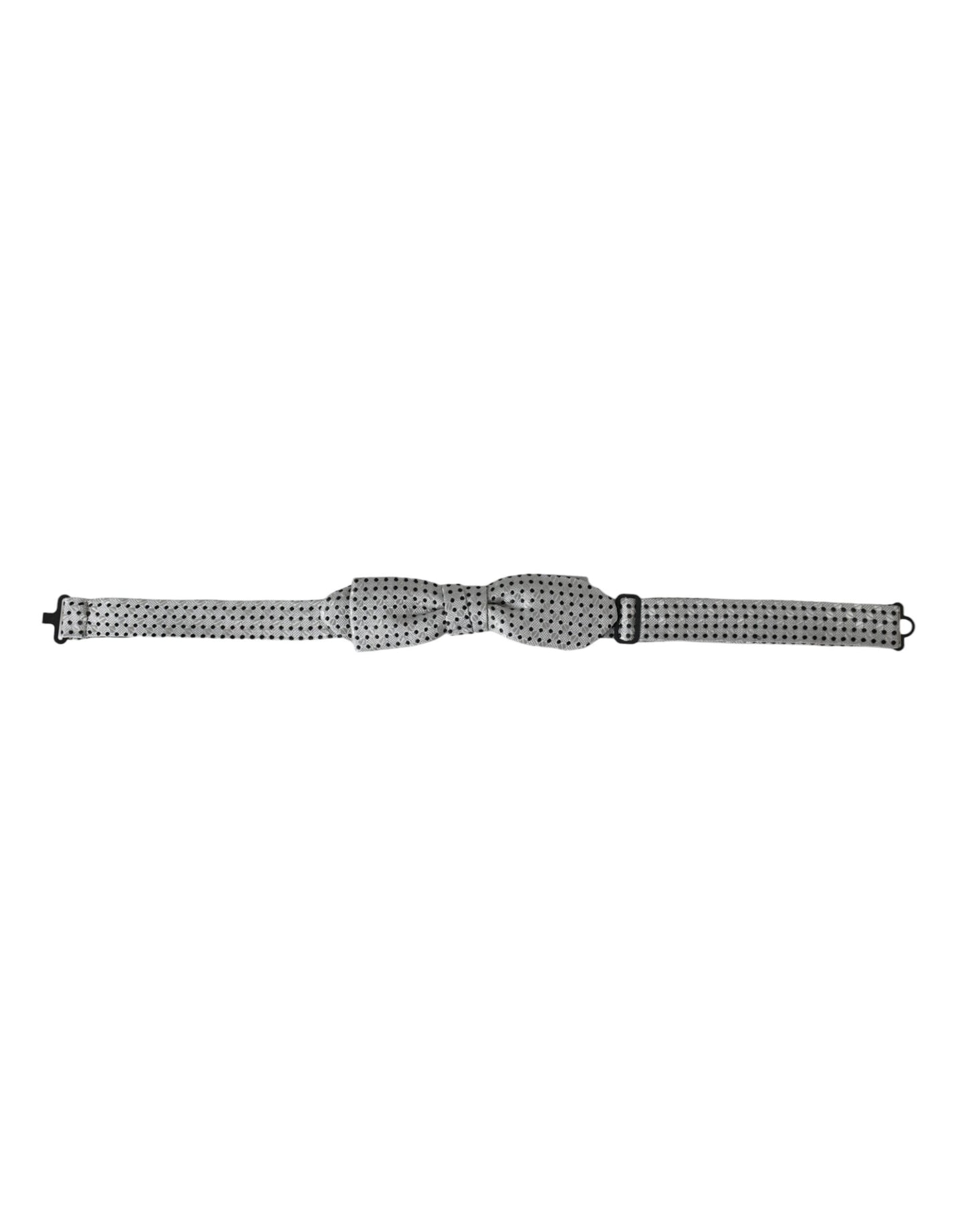 - Gray Silk Polka Dot Adjustable Neck Men Papillon Bow Tie