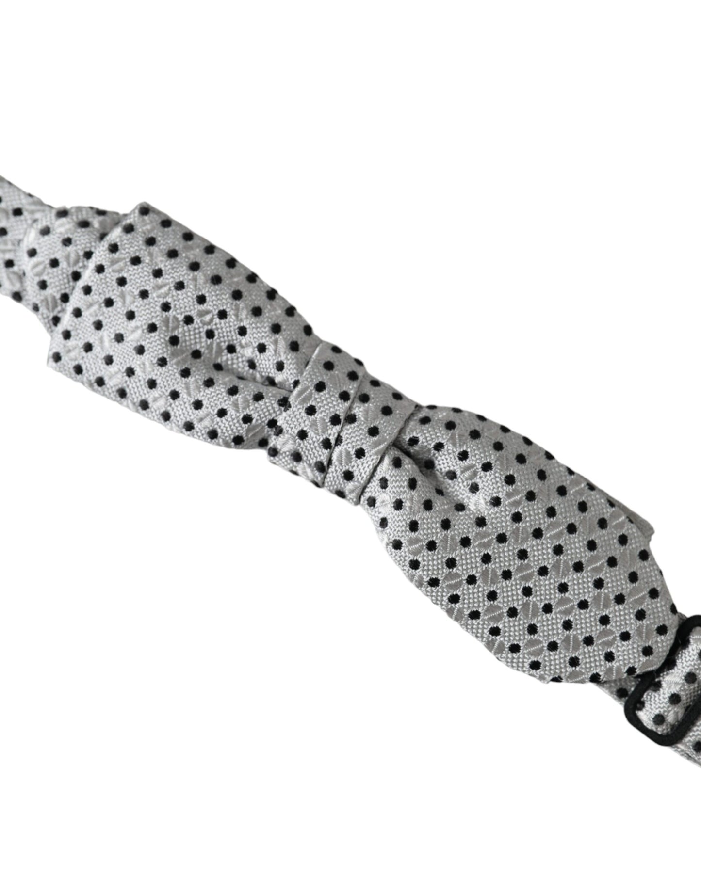 - Gray Silk Polka Dot Adjustable Neck Men Papillon Bow Tie