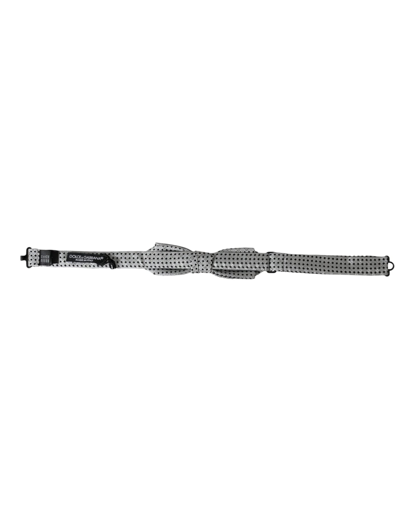 - Gray Silk Polka Dot Adjustable Neck Men Papillon Bow Tie