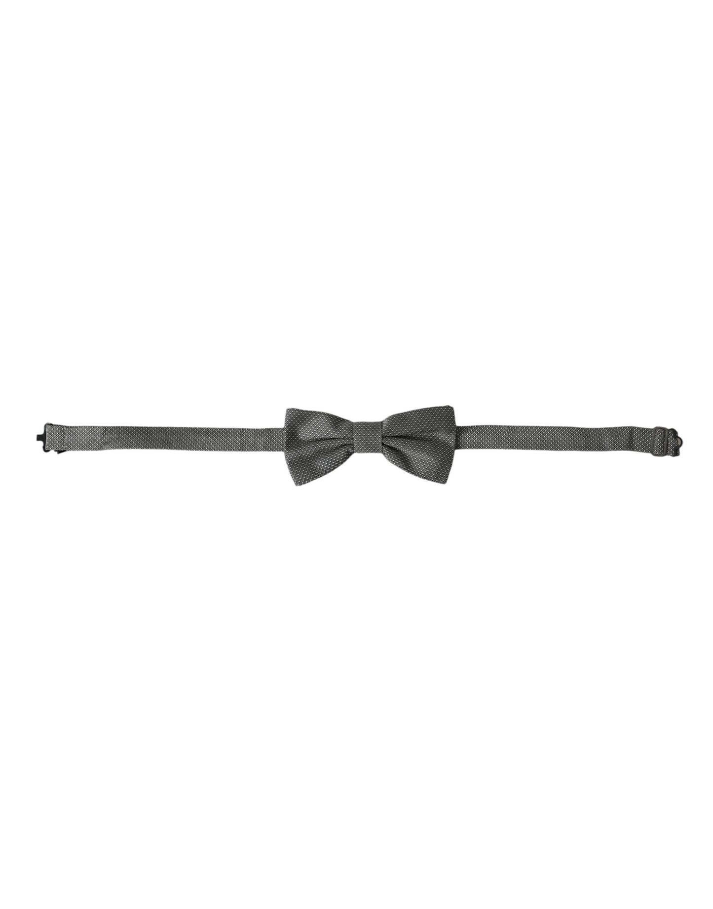 - Gray Silk Patterned Adjustable Neck Men Bow Tie