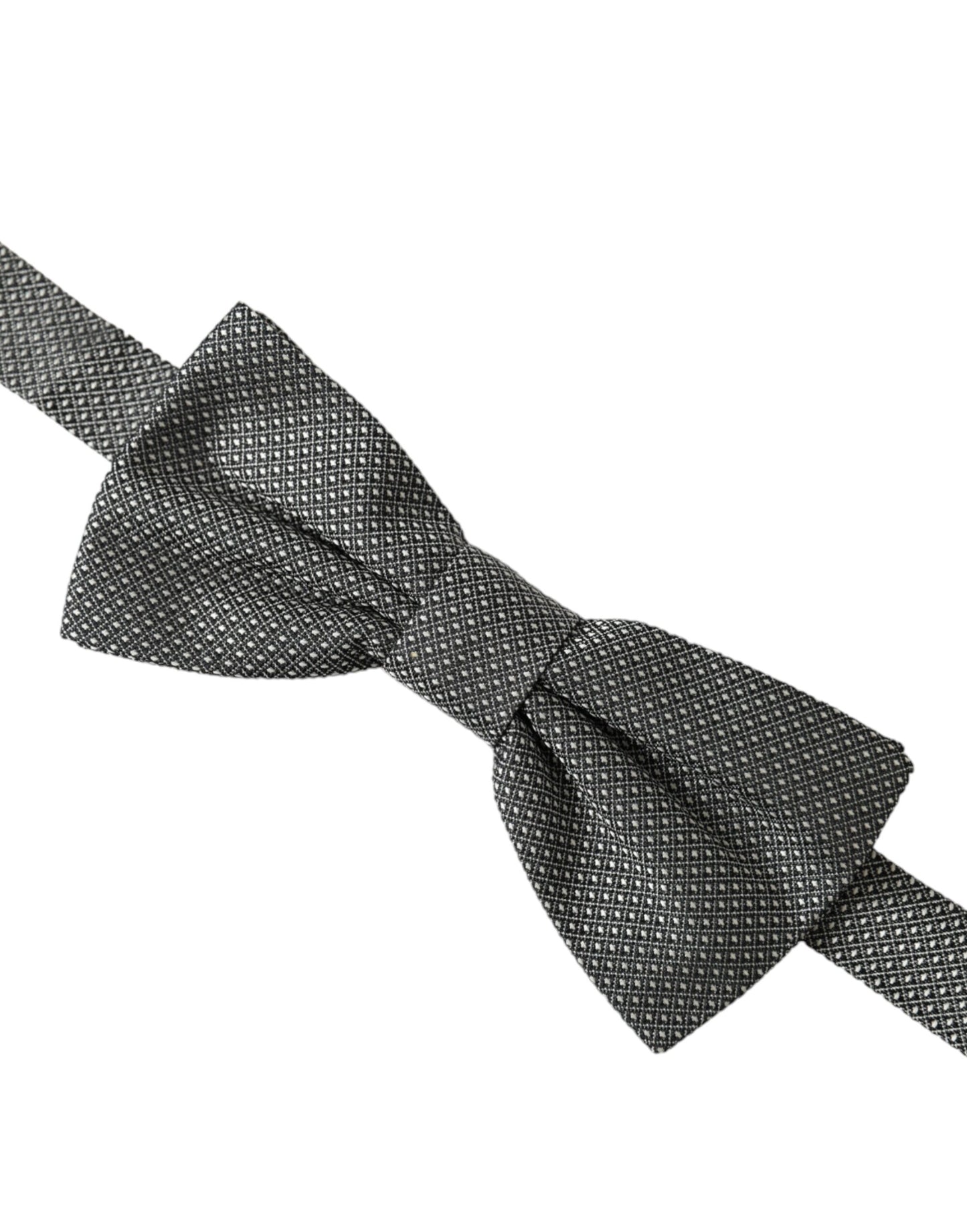 - Gray Silk Patterned Adjustable Neck Men Bow Tie