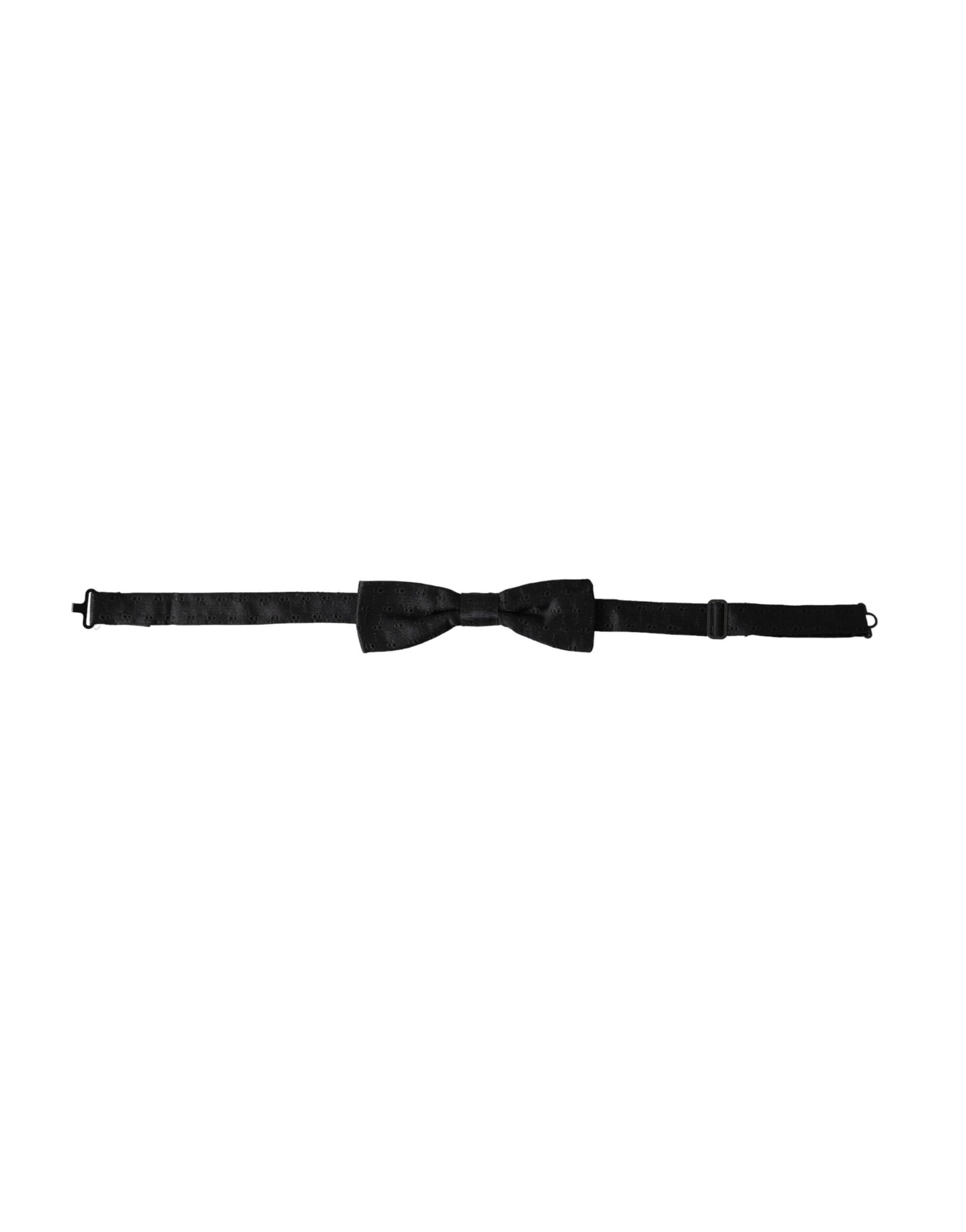 - Black Silk Patterned Adjustable Neck Men Bow Tie