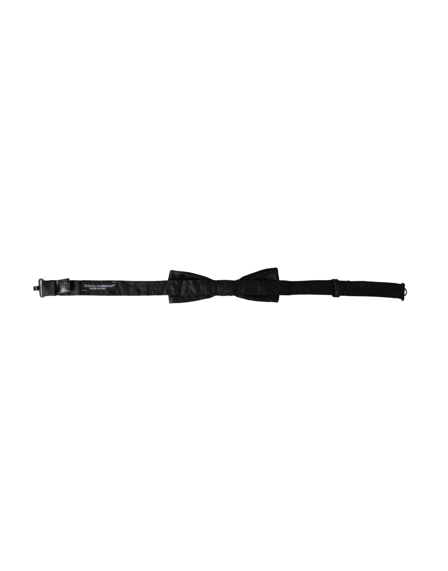 - Black Silk Patterned Adjustable Neck Men Bow Tie