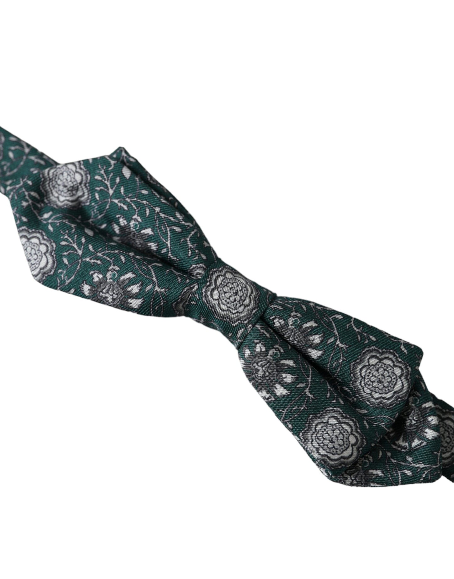 - Green Silk Floral Adjustable Neck Men Bow Tie