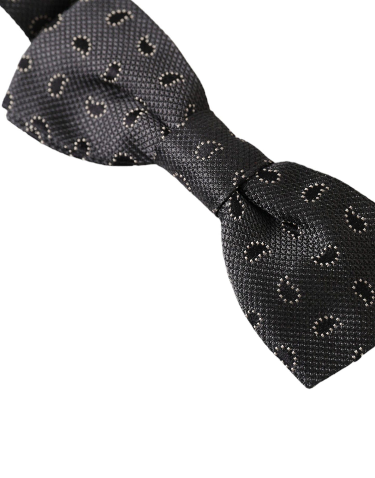 - Black Silk Patterned Adjustable Neck Men Bow Tie