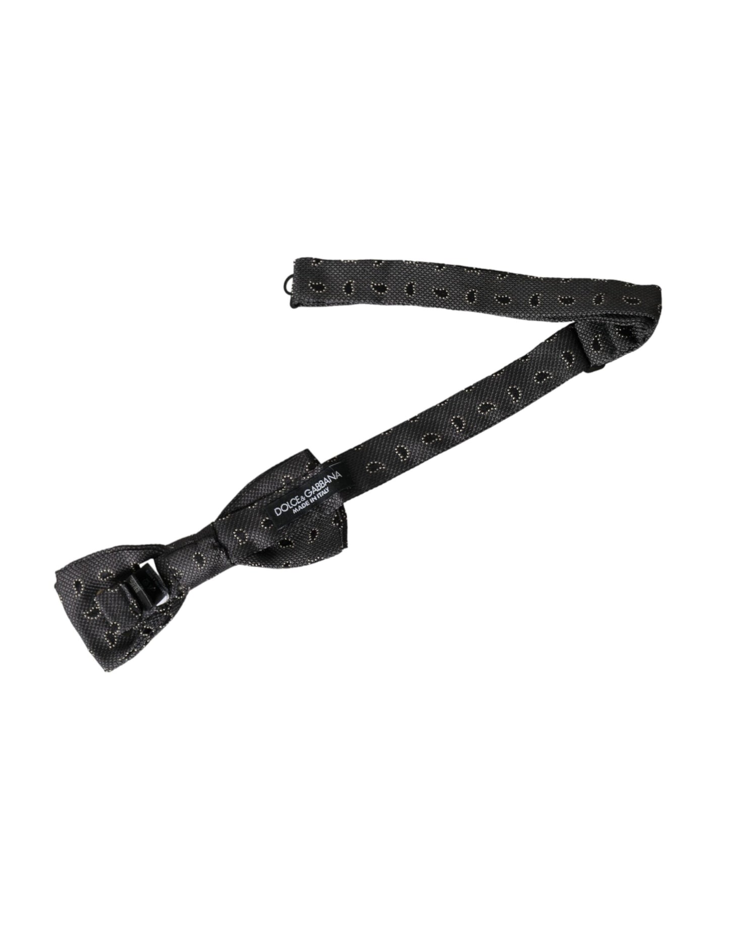- Black Silk Patterned Adjustable Neck Men Bow Tie