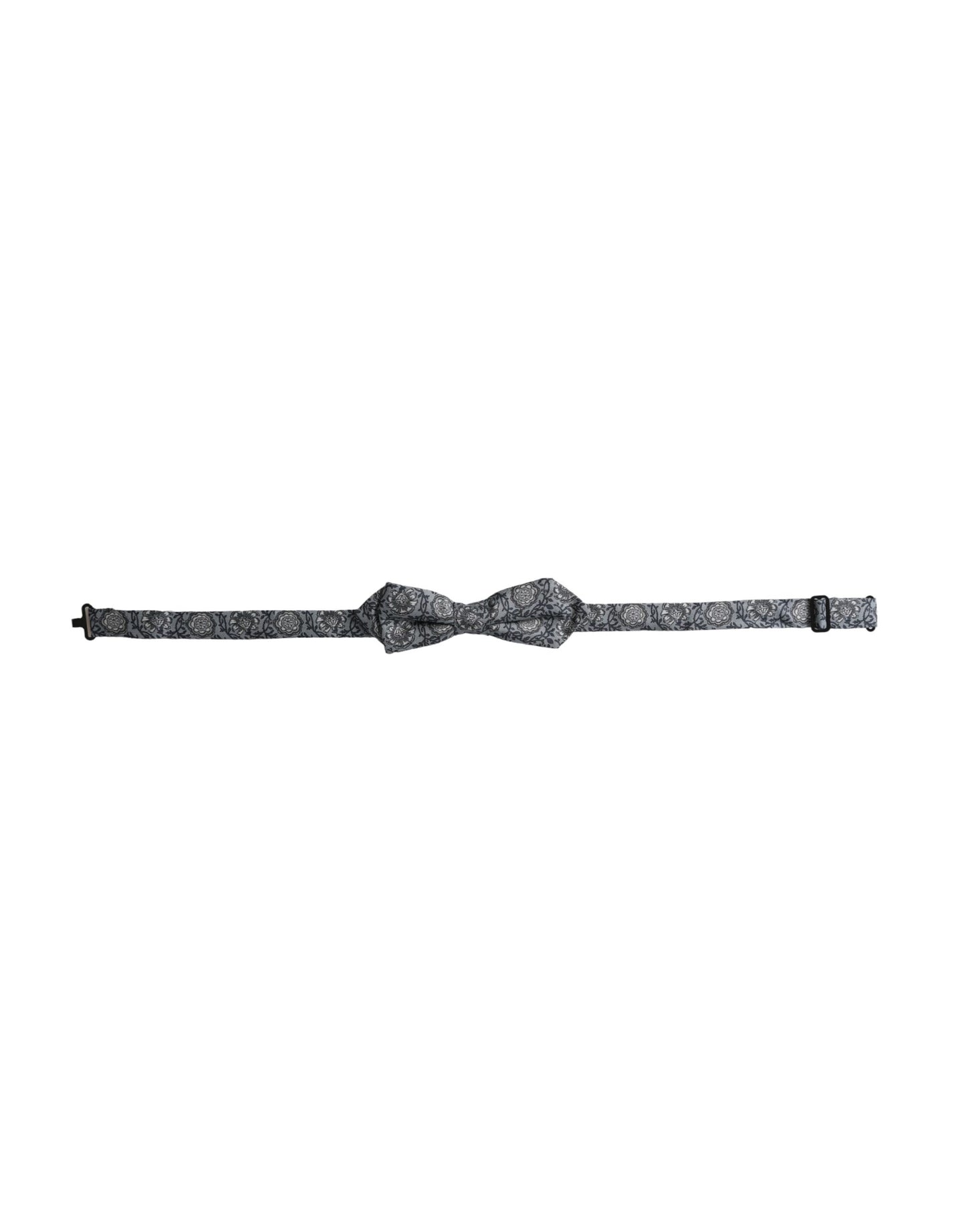- Gray Silk Patterned Adjustable Neck Men Bow Tie