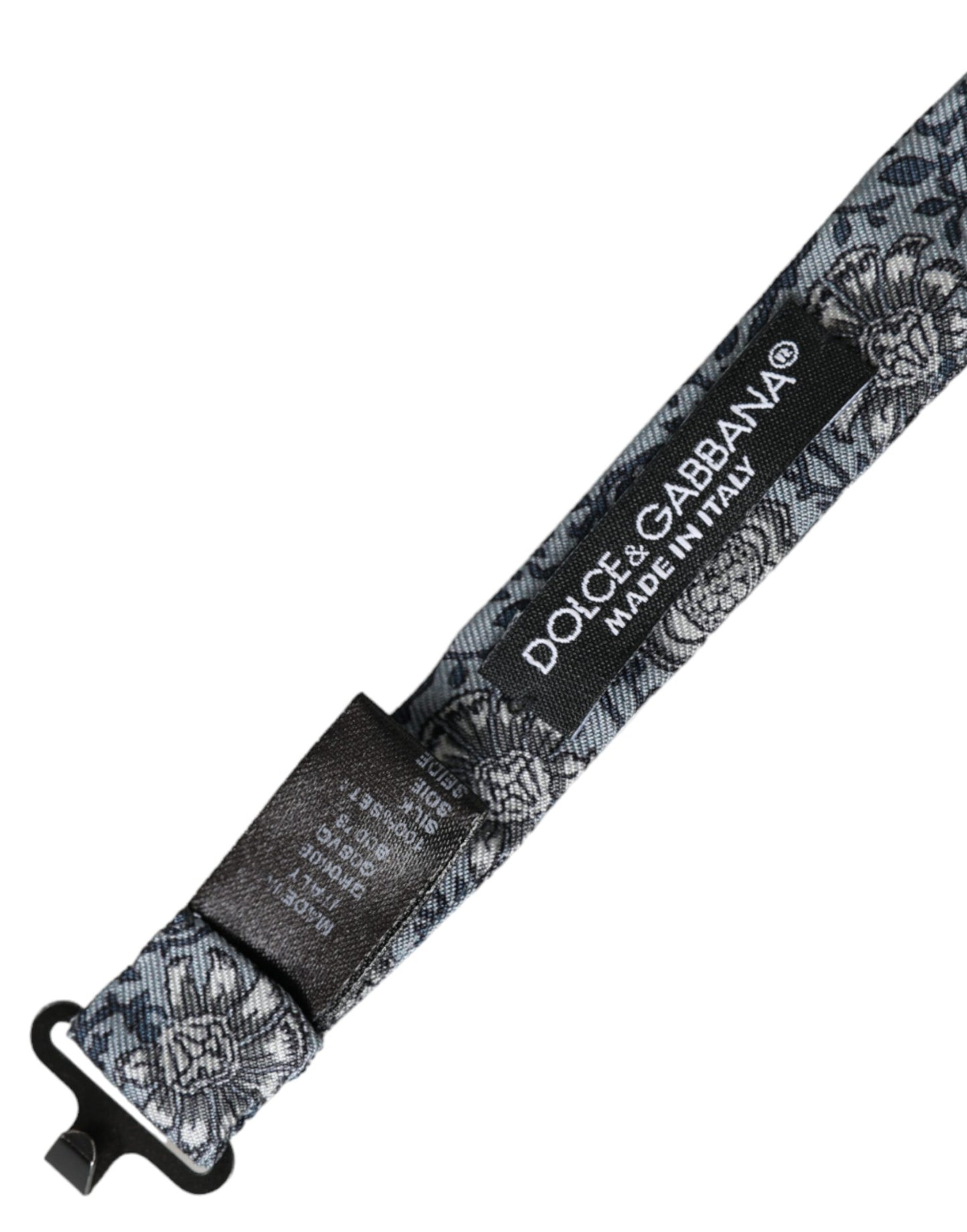 - Gray Silk Patterned Adjustable Neck Men Bow Tie