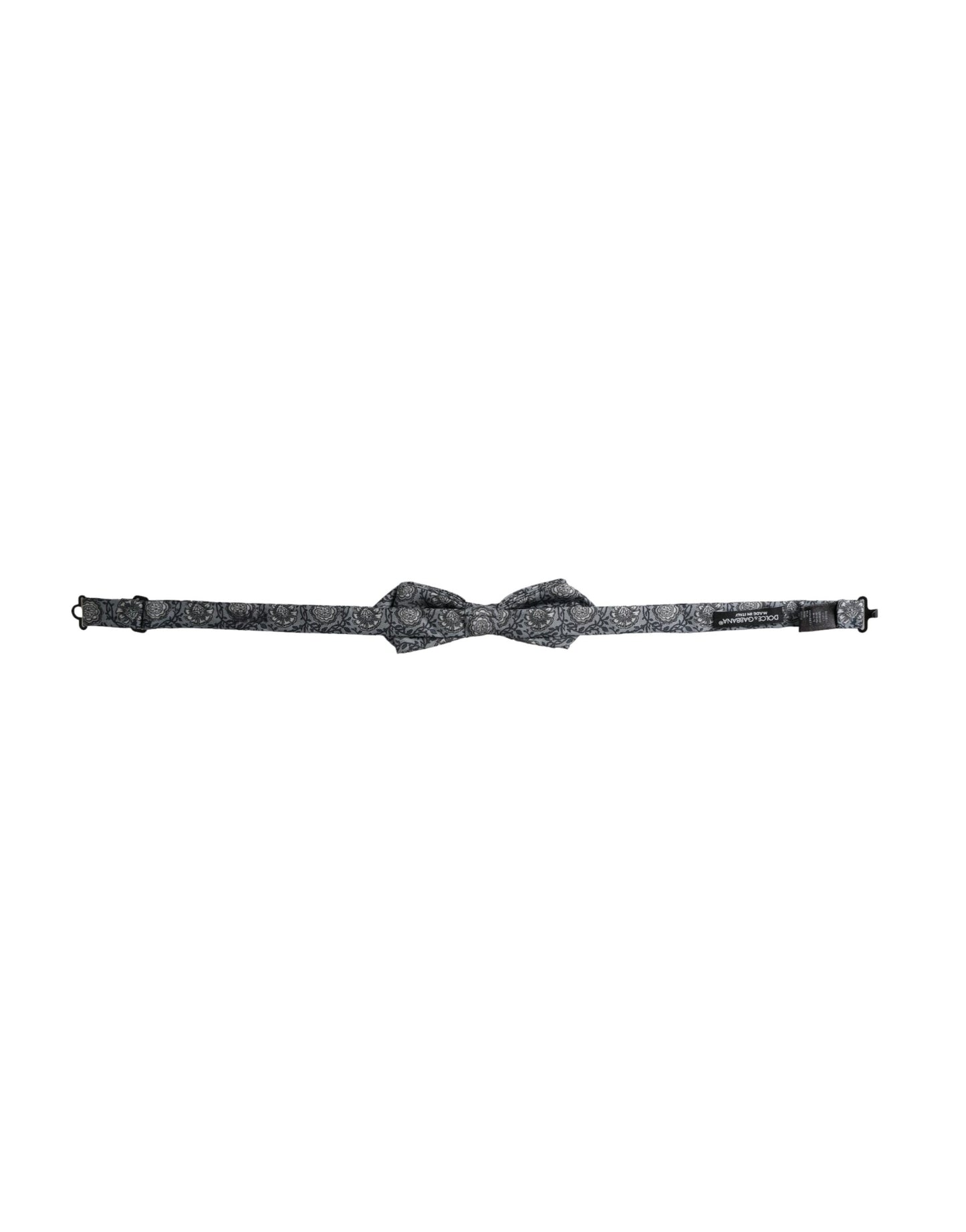 - Gray Silk Patterned Adjustable Neck Men Bow Tie