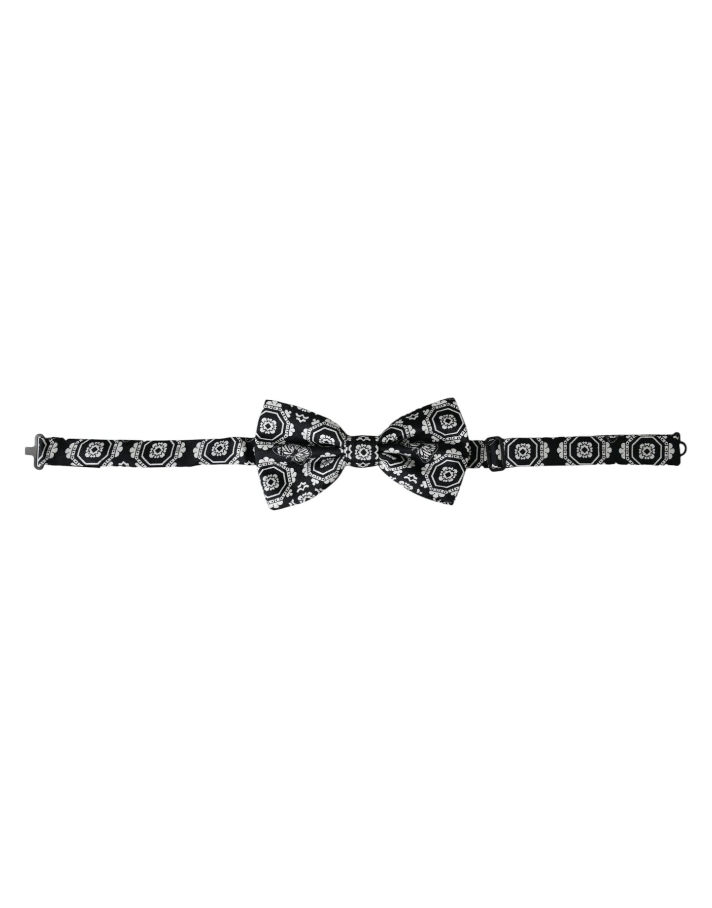- Black White Printed Adjustable Neck Men Bow Tie