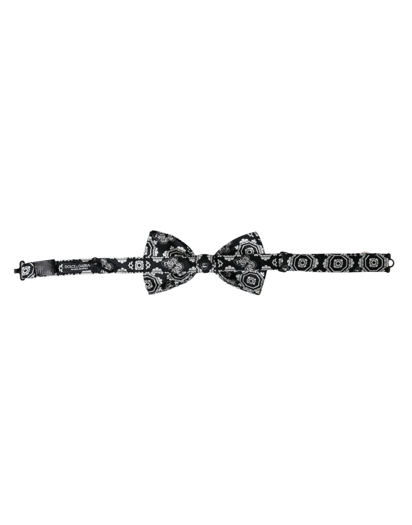 - Black White Printed Adjustable Neck Men Bow Tie