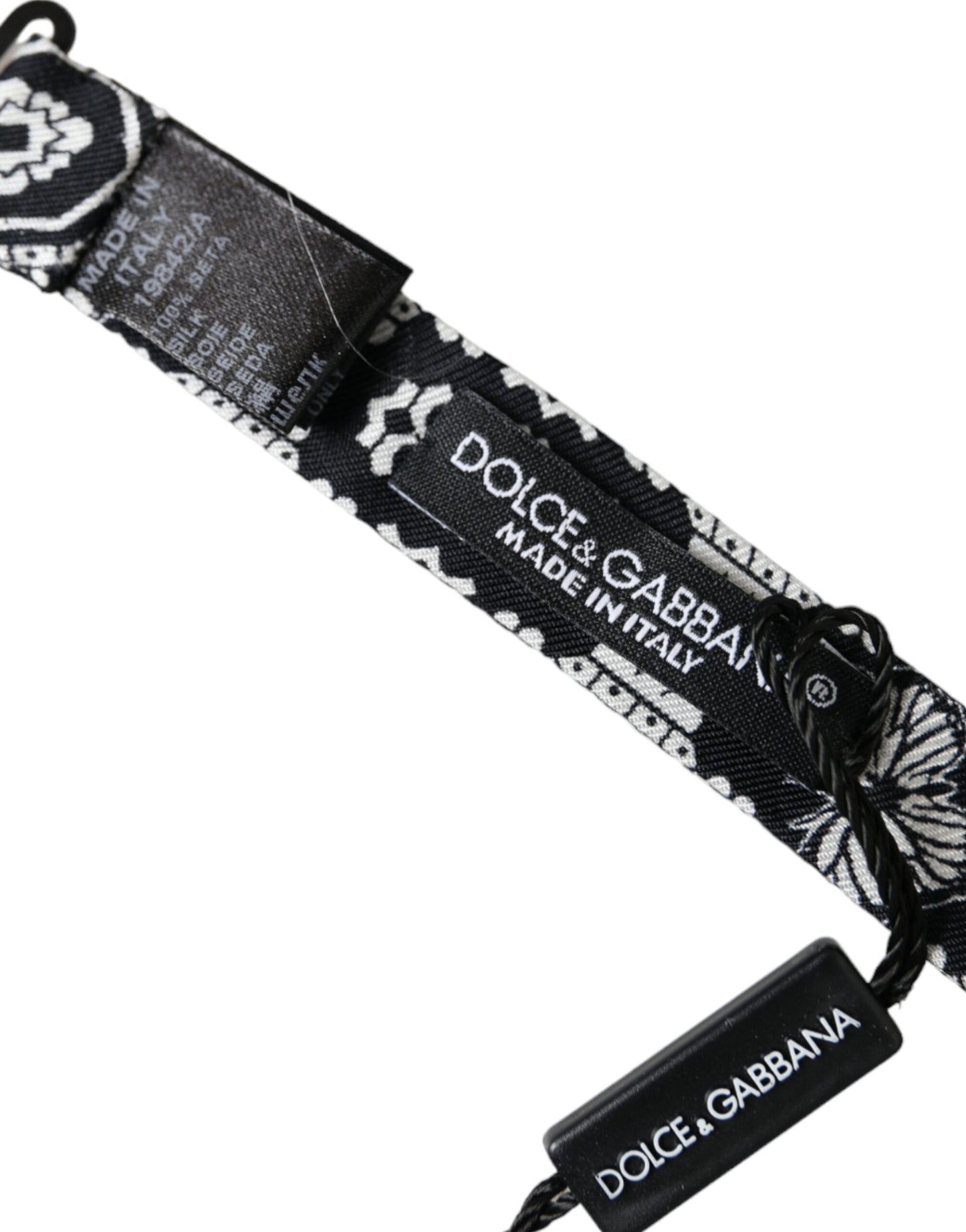 - Black White Printed Adjustable Neck Men Bow Tie