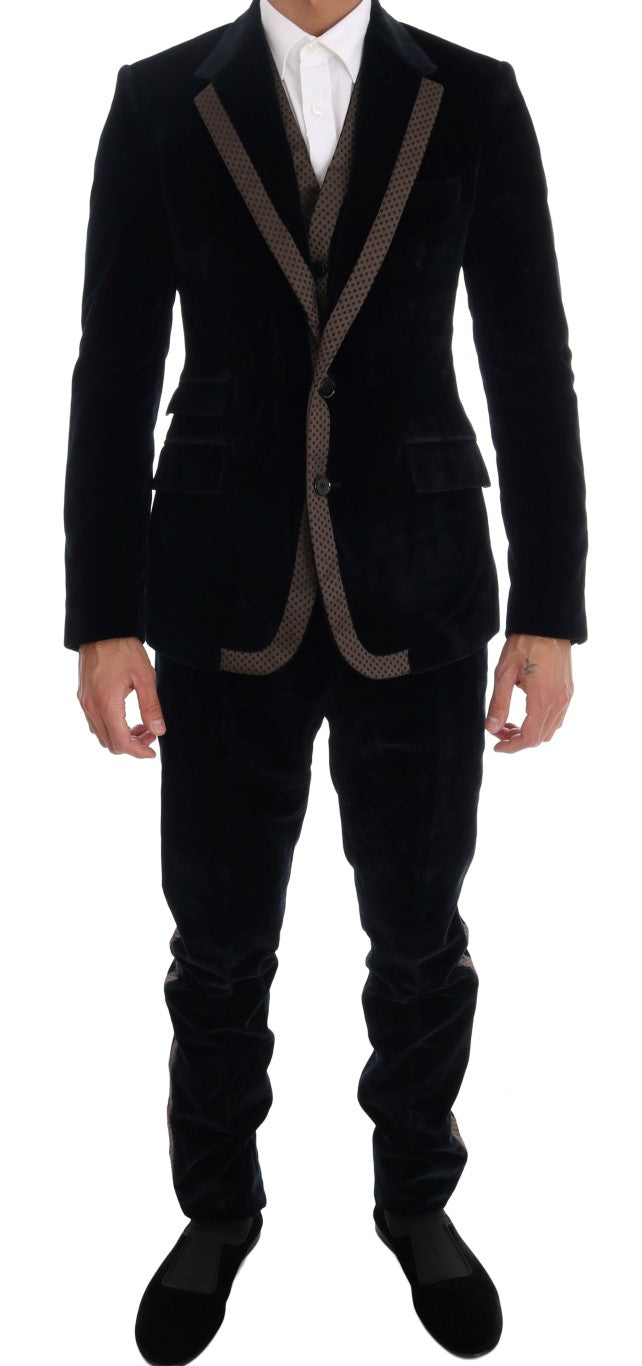 - Elegant Blue Three-Piece Slim Fit Suit