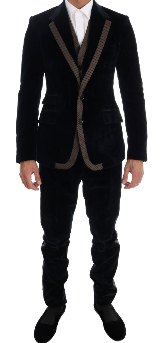 - Elegant Blue Three-Piece Slim Fit Suit
