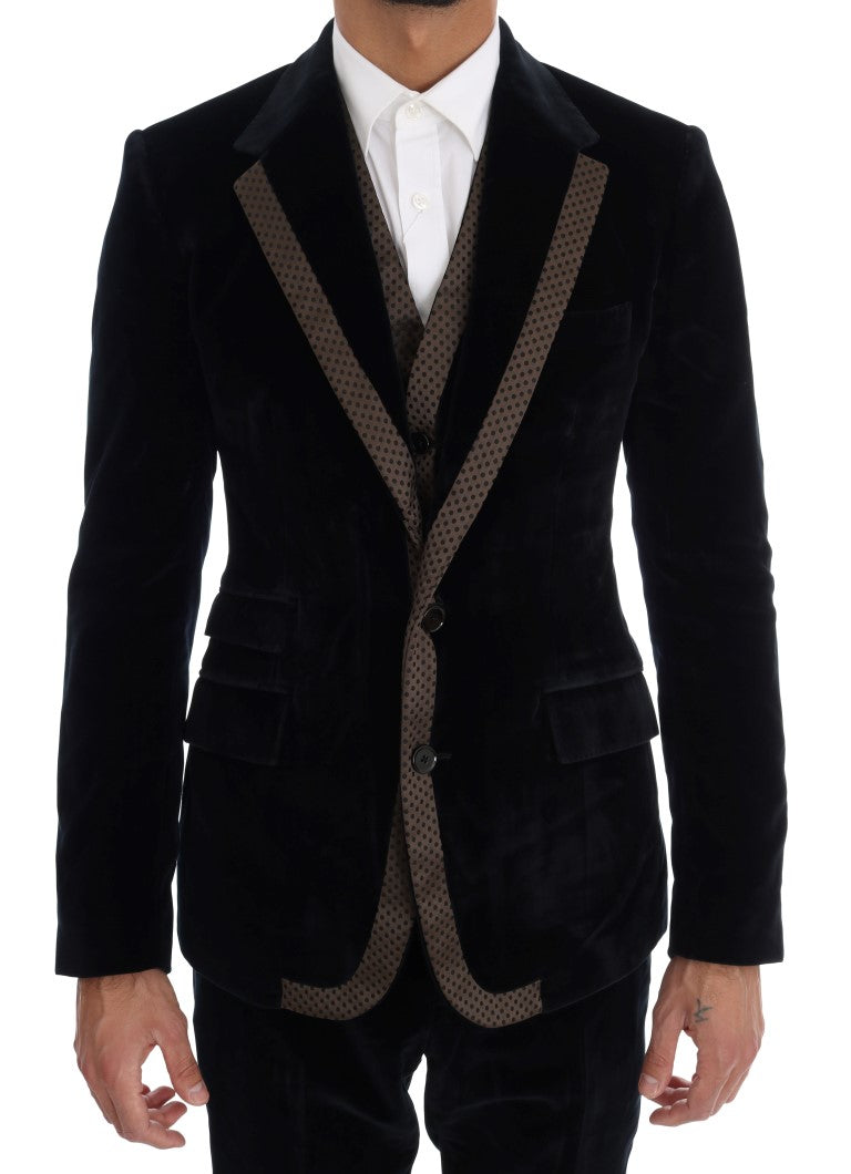 - Elegant Blue Three-Piece Slim Fit Suit