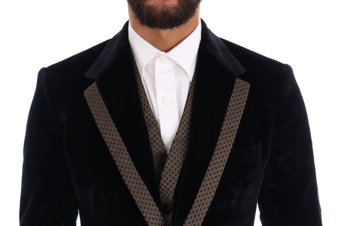 - Elegant Blue Three-Piece Slim Fit Suit