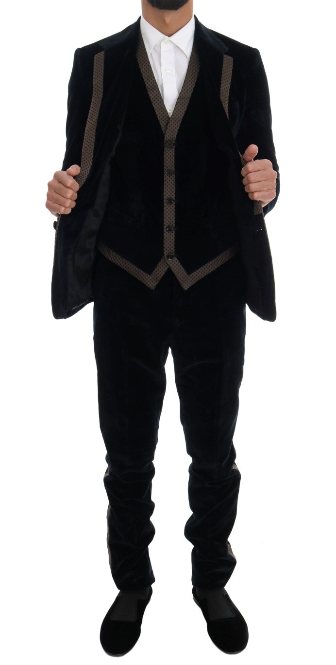 - Elegant Blue Three-Piece Slim Fit Suit