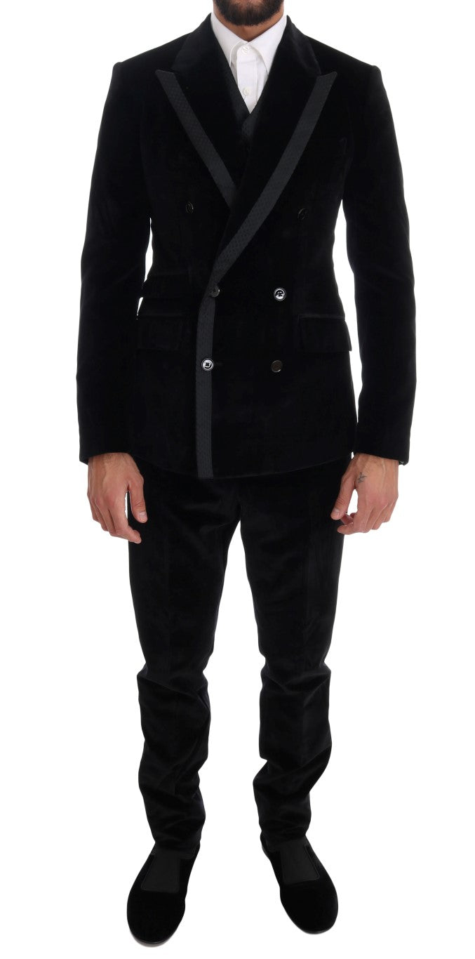 - Elegant Black Slim Fit Three-Piece Suit