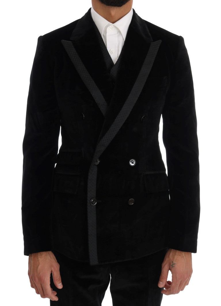 - Elegant Black Slim Fit Three-Piece Suit