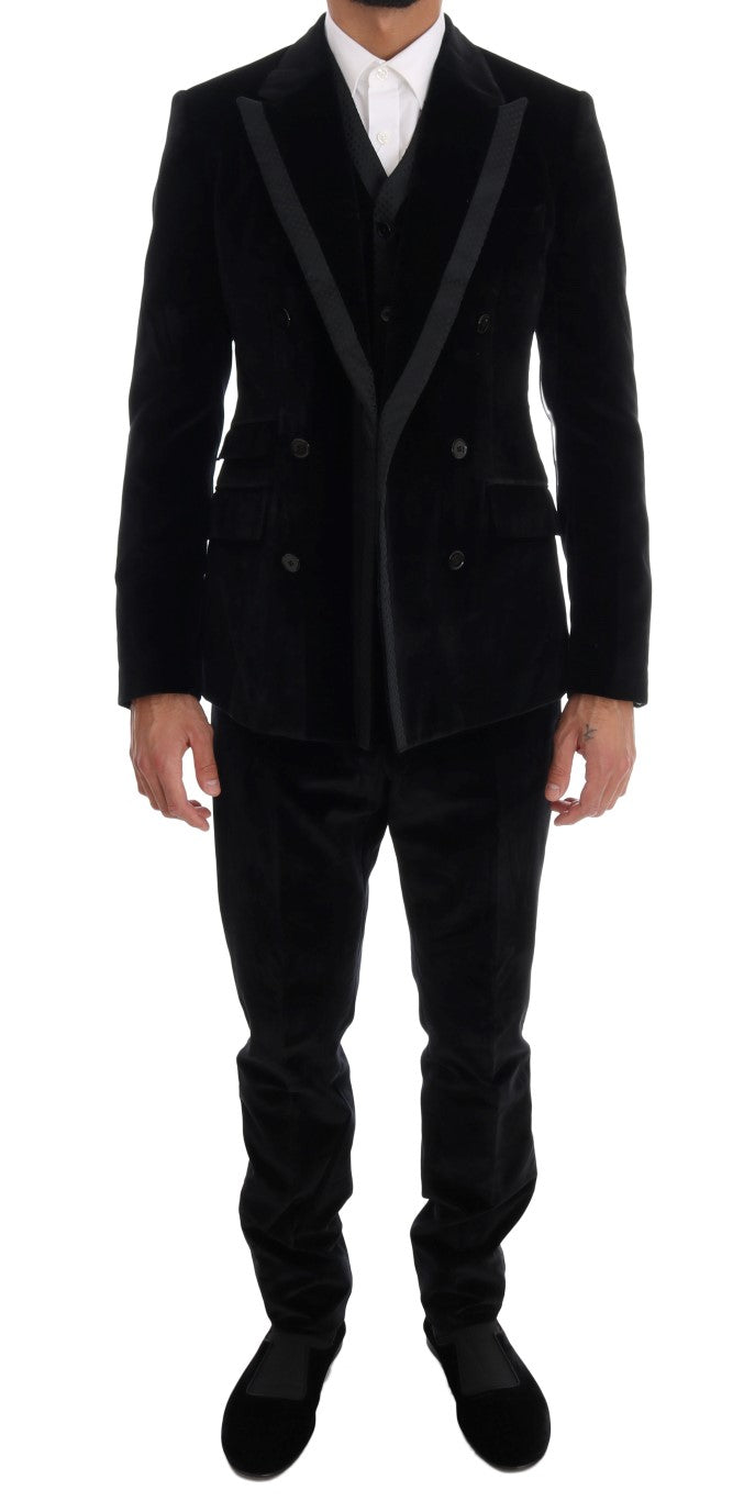 - Elegant Black Slim Fit Three-Piece Suit