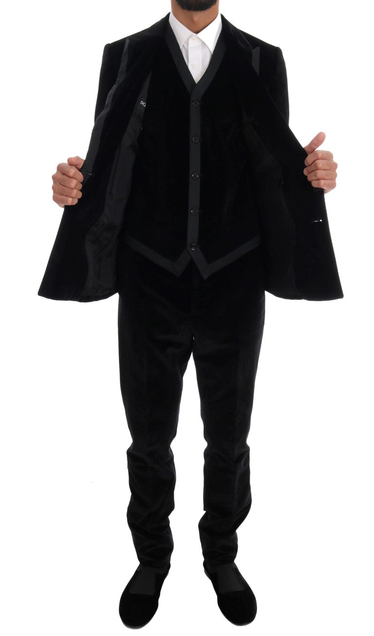 - Elegant Black Slim Fit Three-Piece Suit