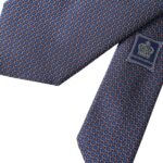- Navy Blue Silk Patterned Adjustable Men Tie