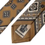 - Yellow 100% Silk Wheel Print Adjustable Men Tie