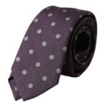 - Purple 100% Silk Polka Dot Adjustable Men Tie