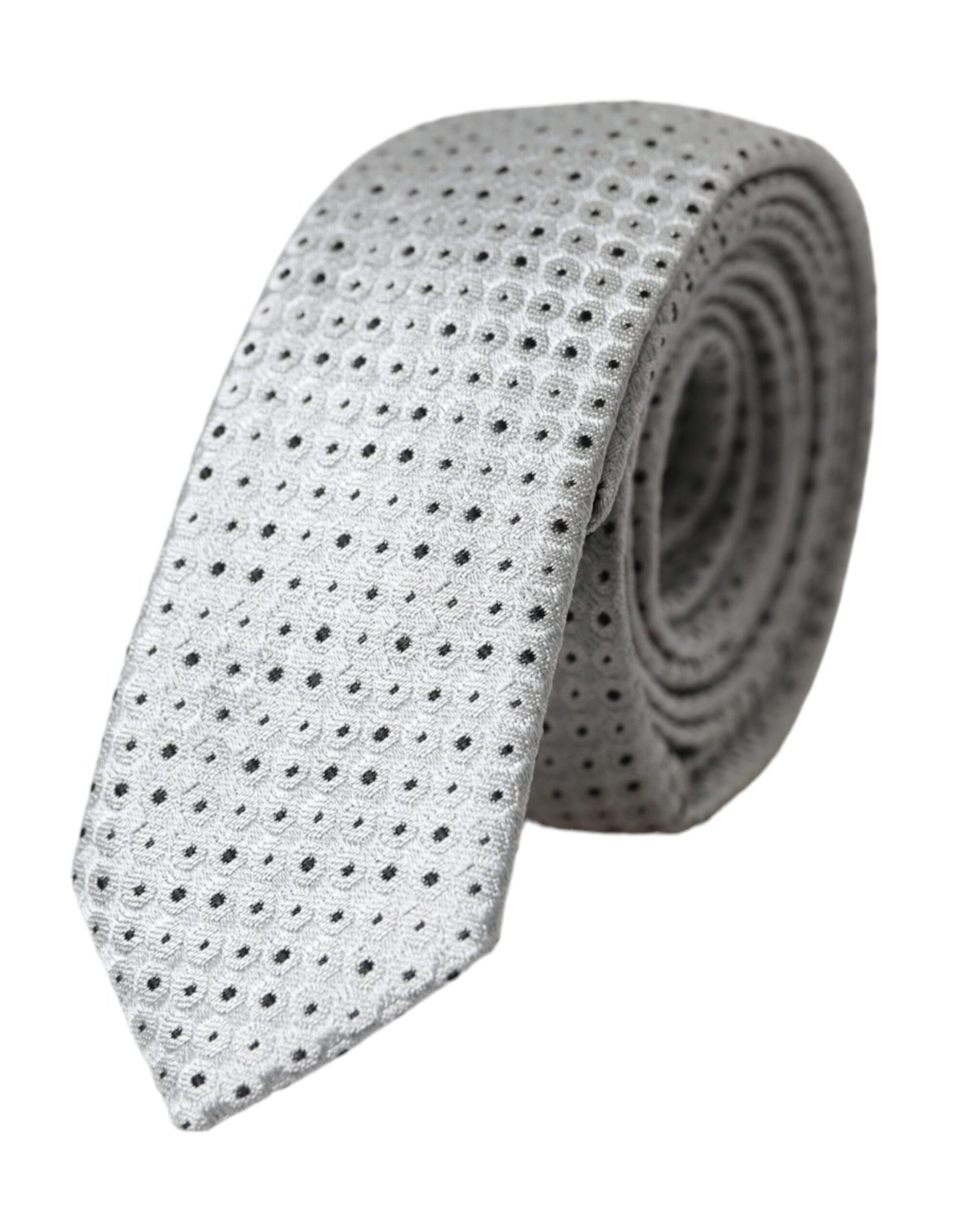- Light Gray Polka Dot Silk Adjustable Men Tie