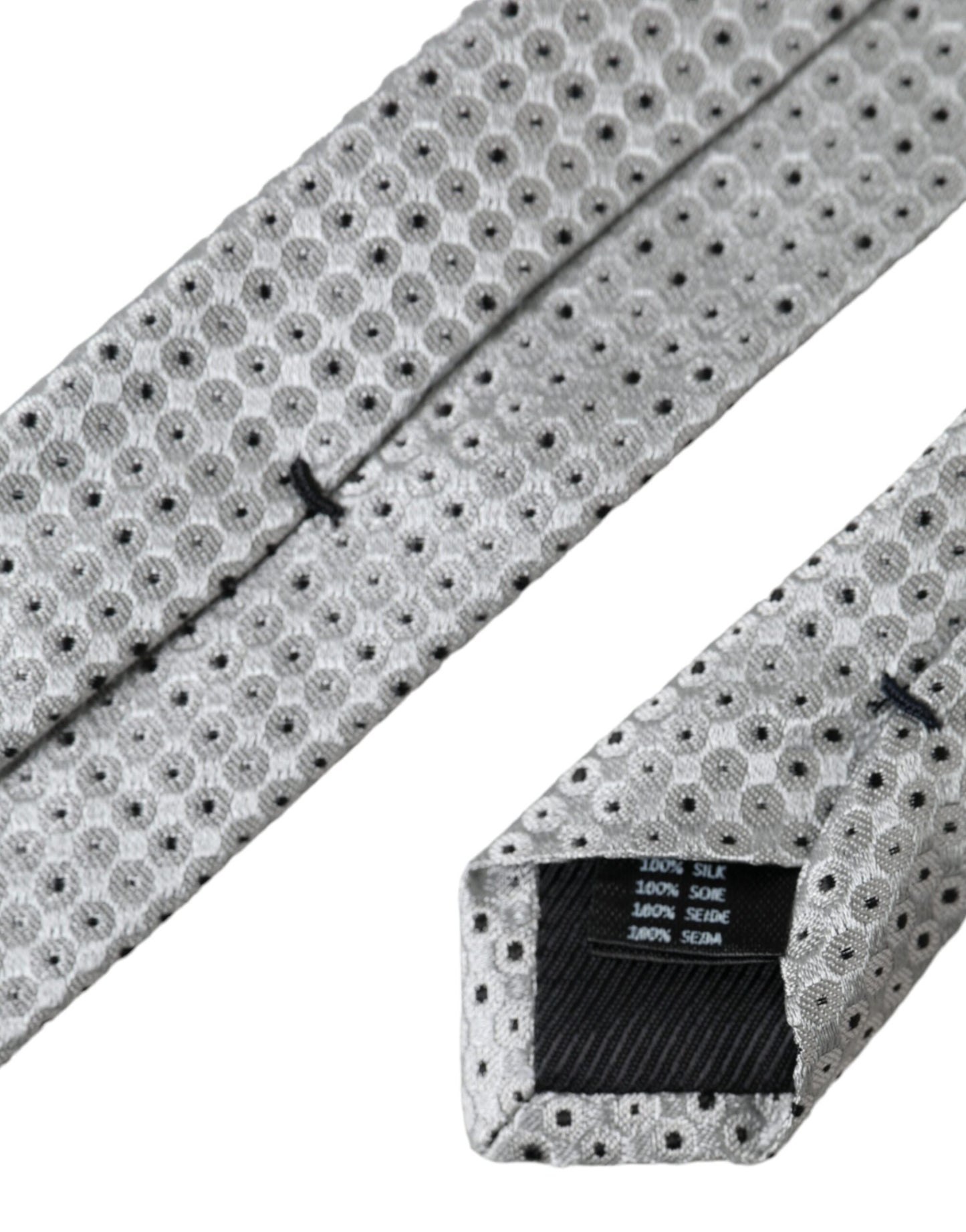 - Light Gray Polka Dot Silk Adjustable Men Tie