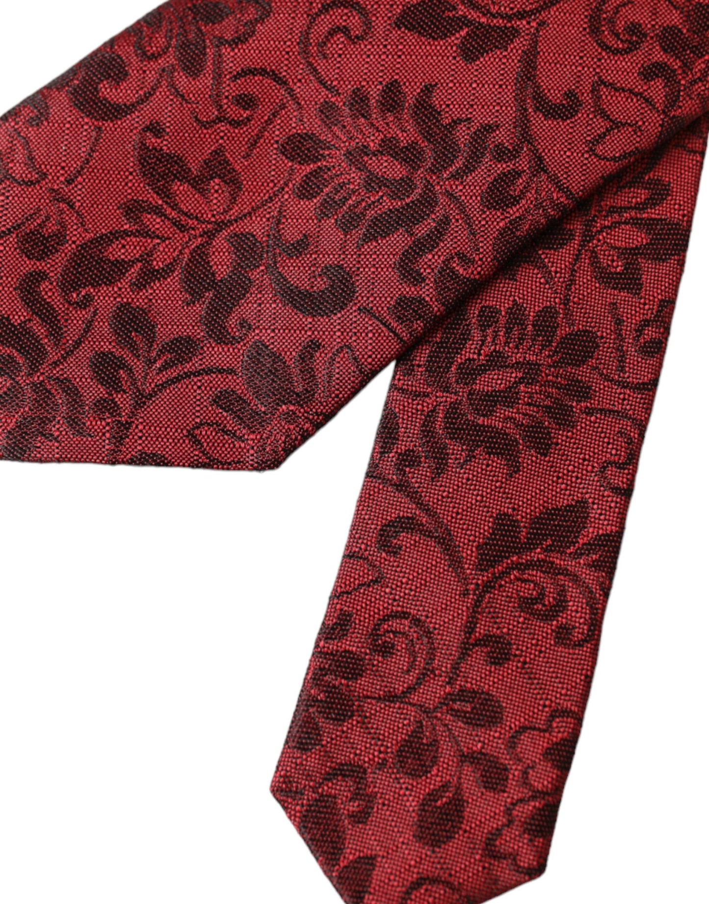- Red Floral Brocade Silk Adjustable Men Tie