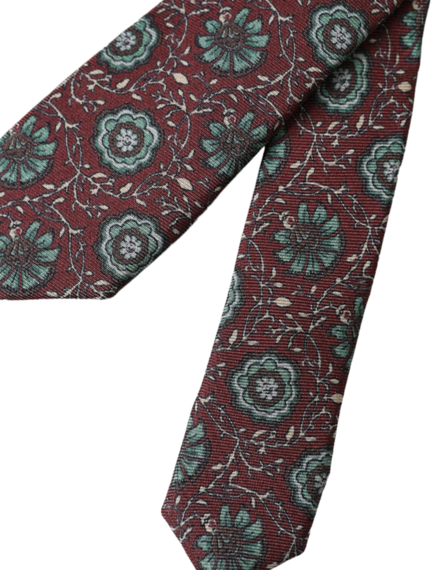 Maroon Floral 100% Silk Adjustable Men’s Tie by Dolce & Gabbana