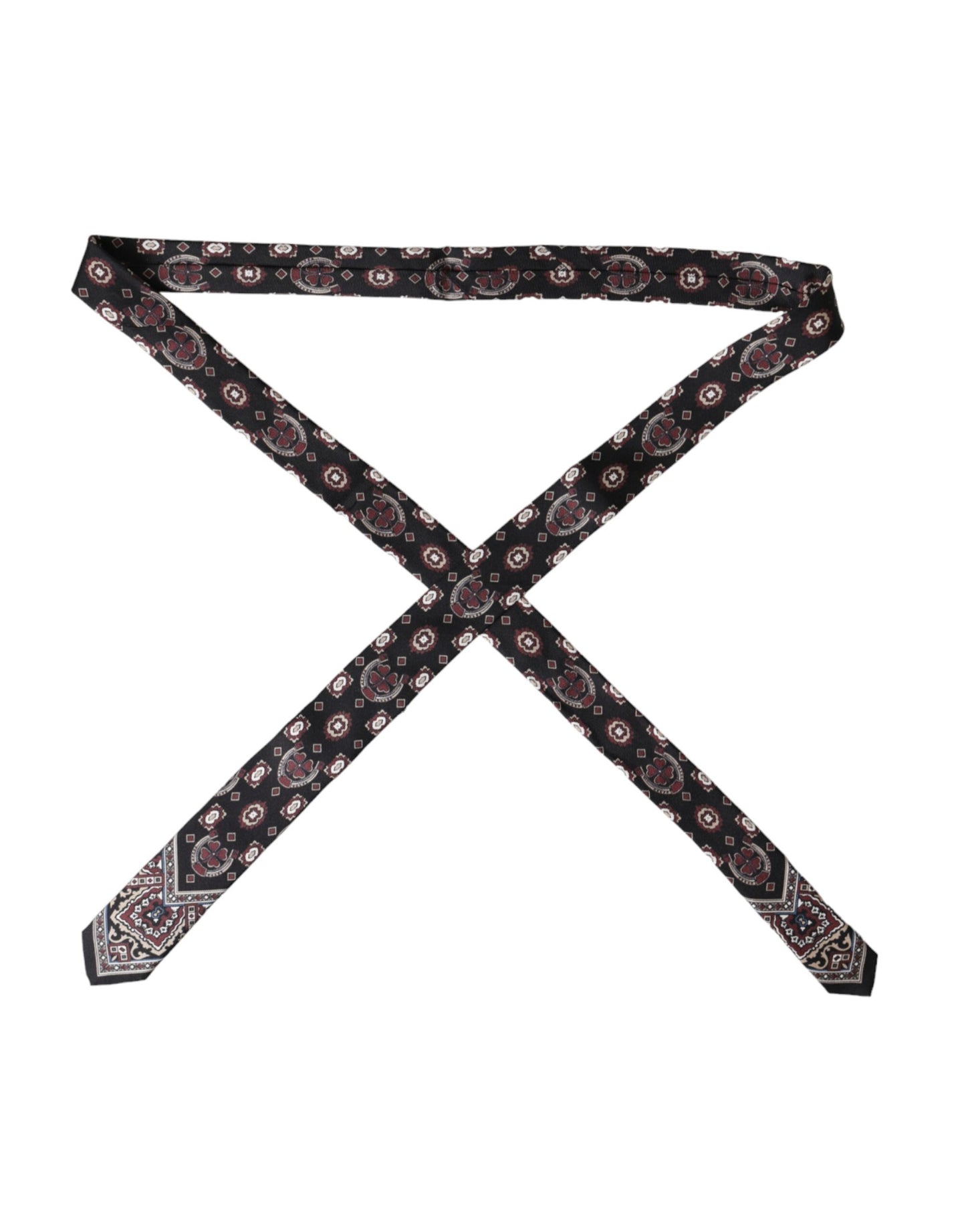 - Black Printed 100% Silk Adjustable Men Tie