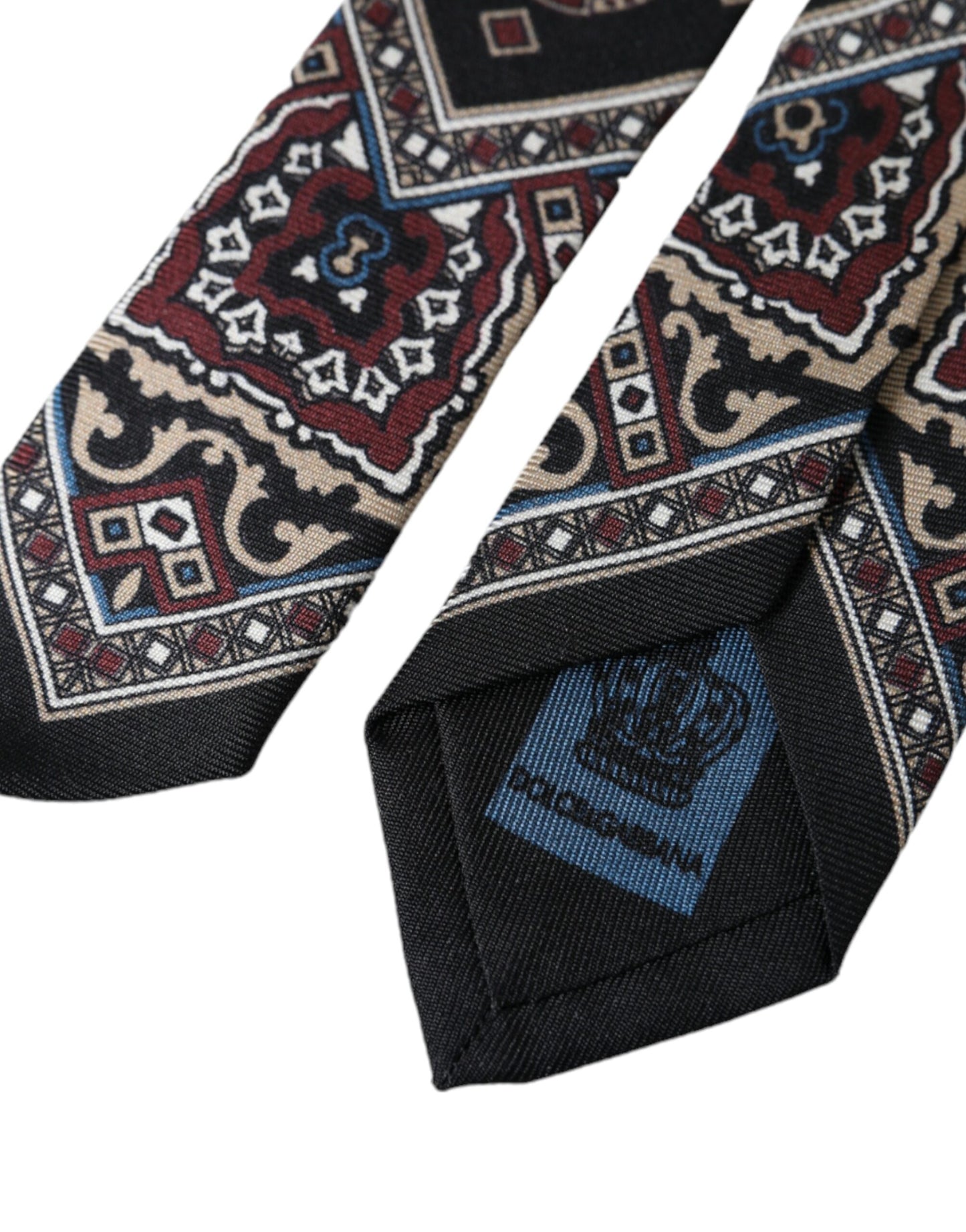 - Black Printed 100% Silk Adjustable Men Tie