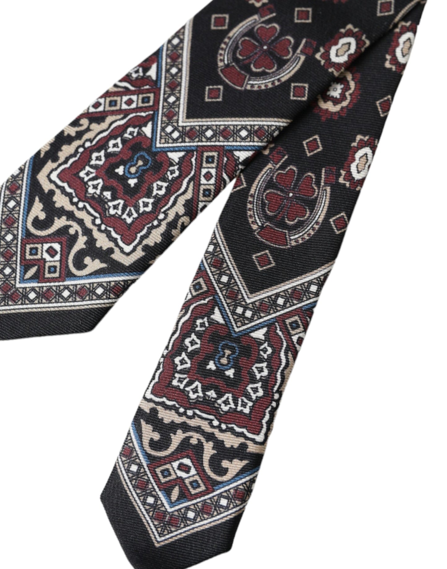 Dolce & Gabbana Black Printed 100% Silk Adjustable Men's Tie