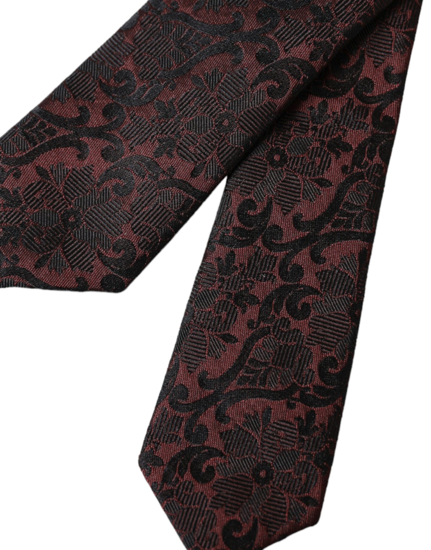 Maroon Floral Fantasy Silk Adjustable Tie by Dolce & Gabbana