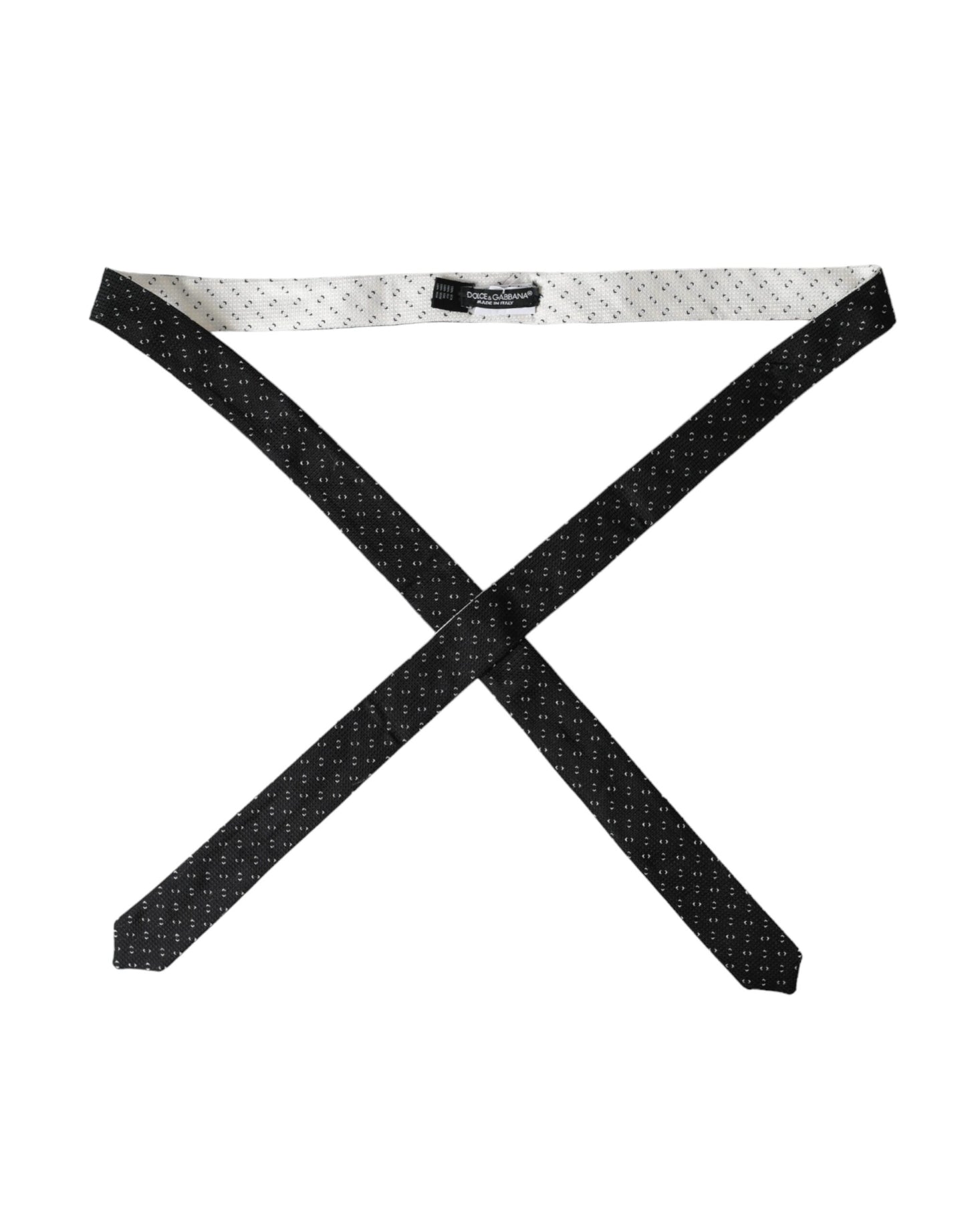 Dolce & Gabbana Black and White Patterned Adjustable Tie