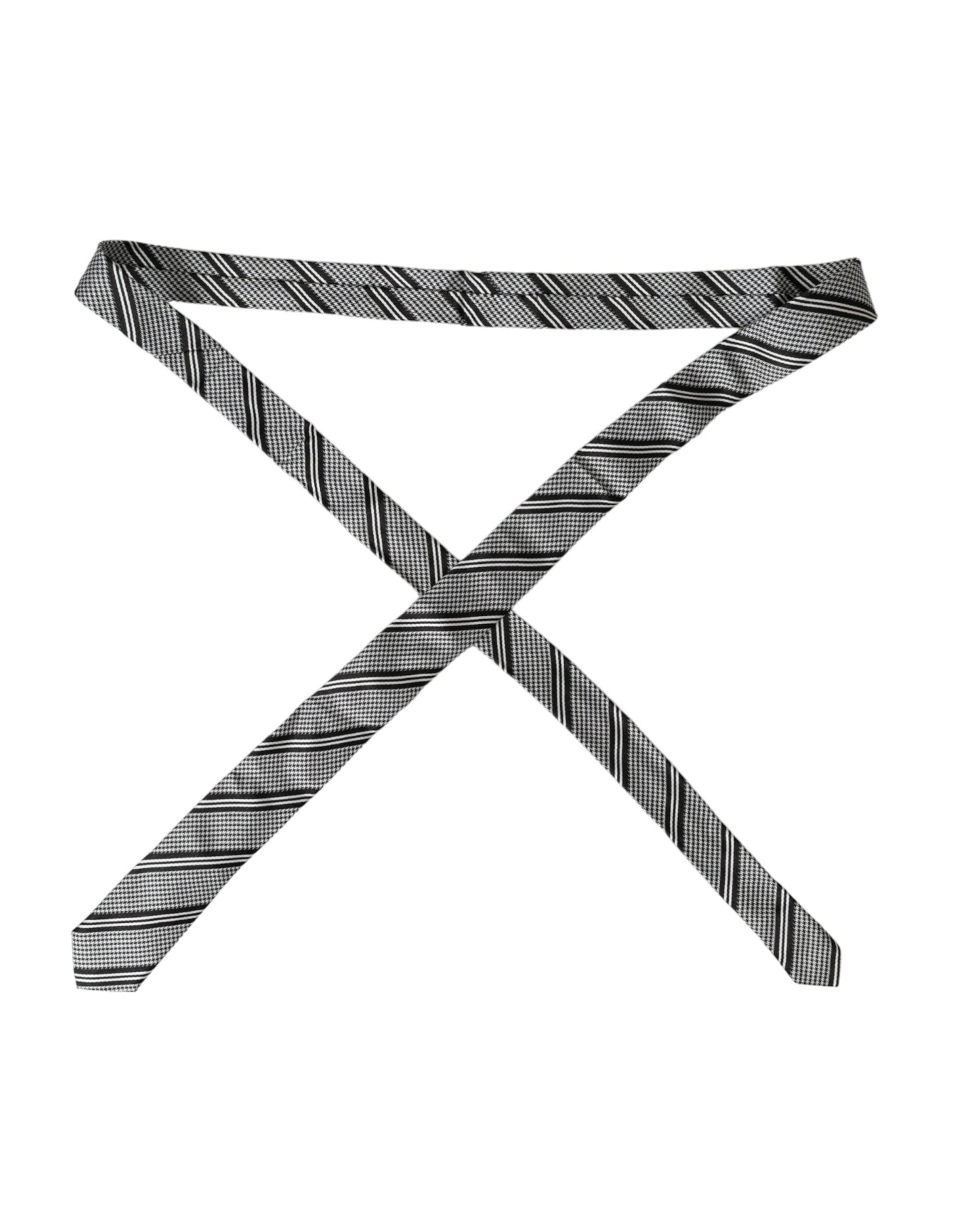 - Black White Stripes Silk Adjustable Tie