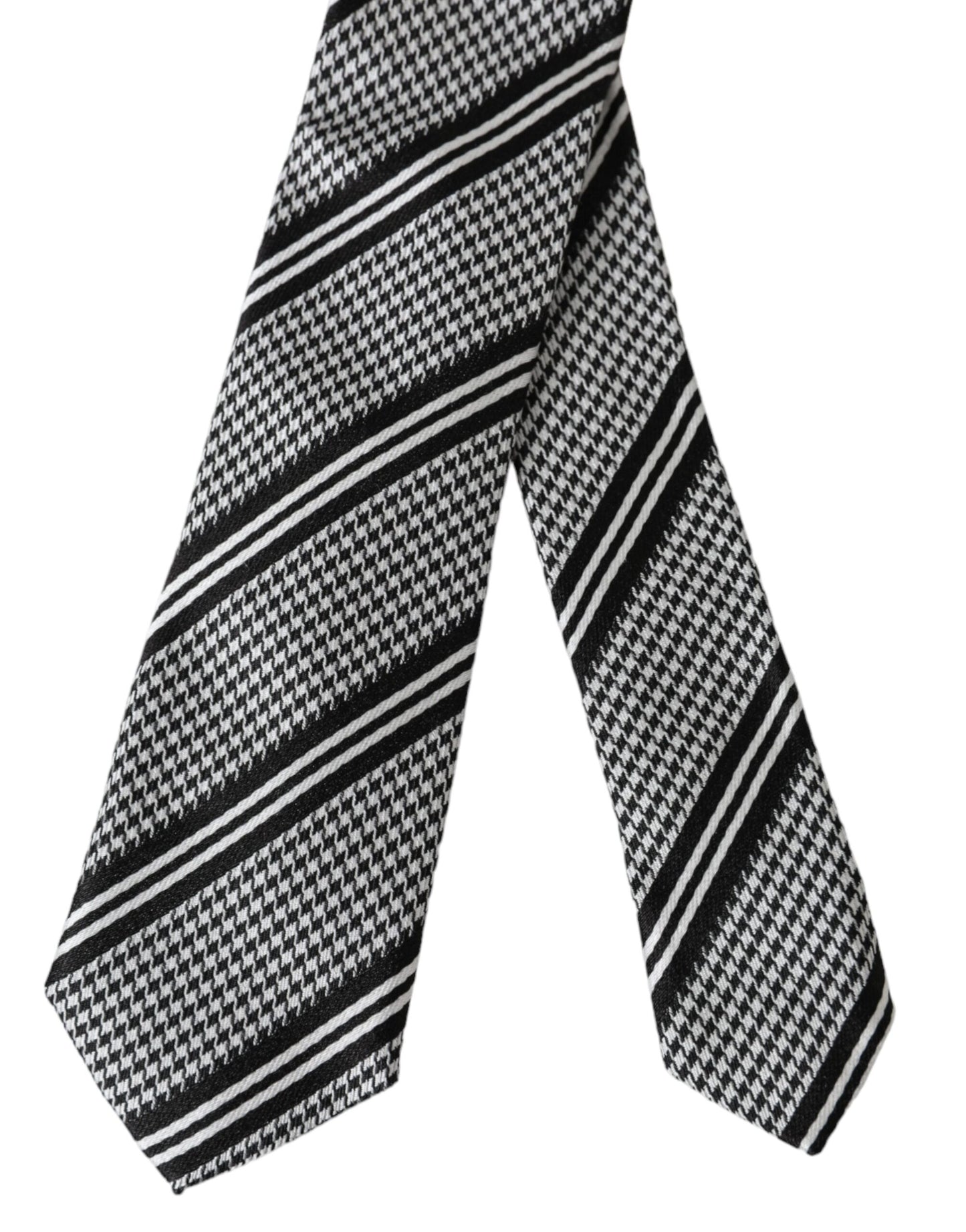 - Black White Stripes Silk Adjustable Tie