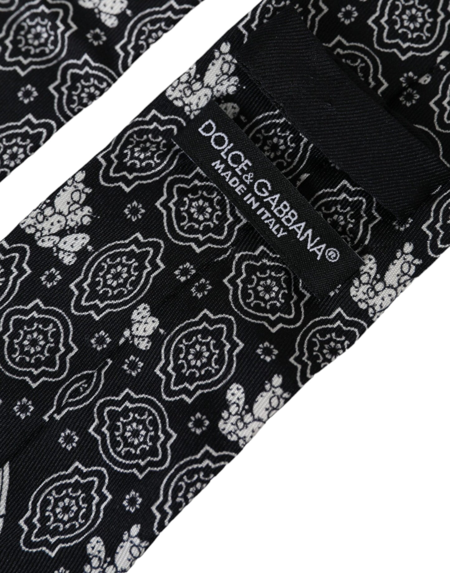 - Black Patterned 100%Silk Adjustable Tie