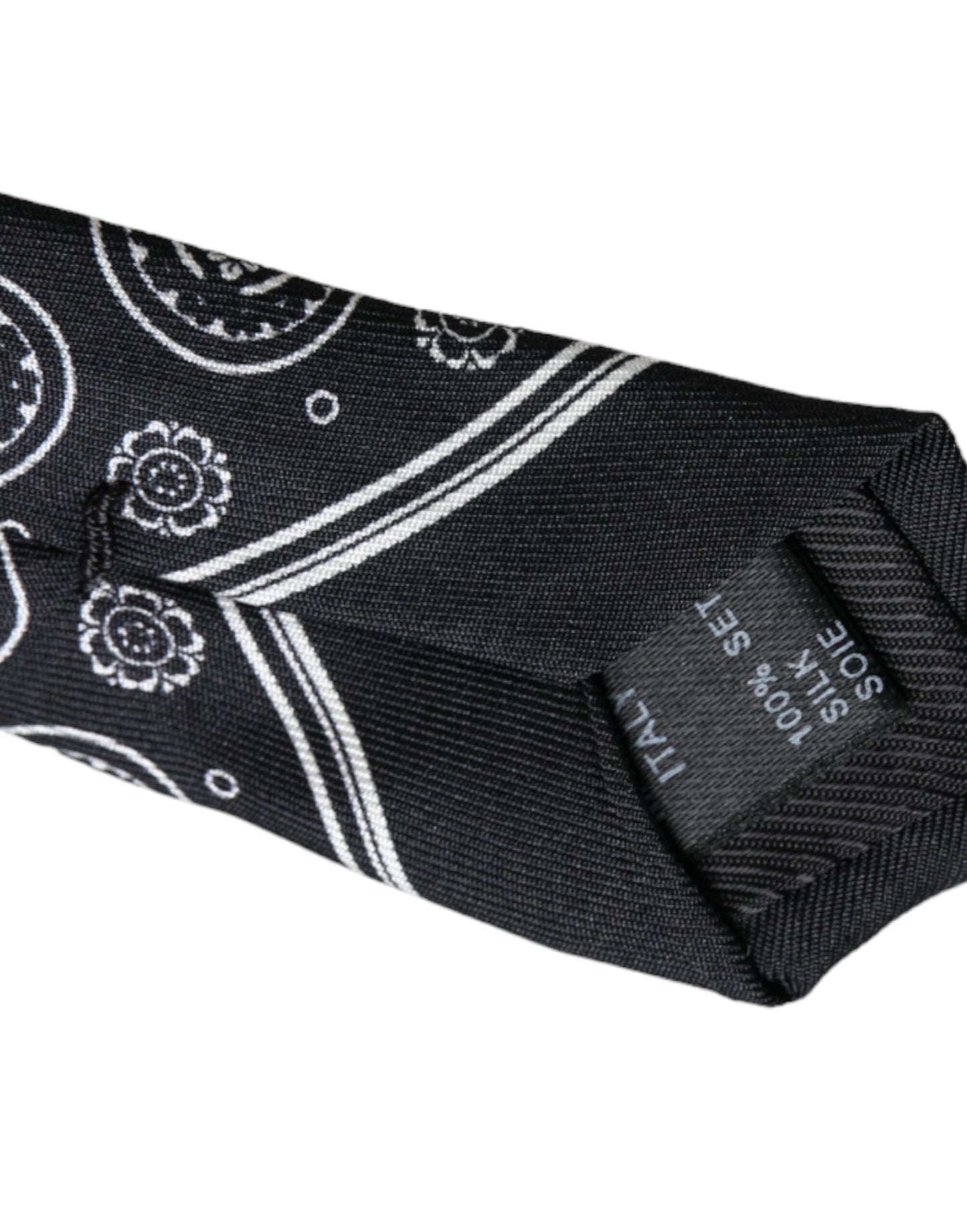 - Black Patterned 100%Silk Adjustable Tie