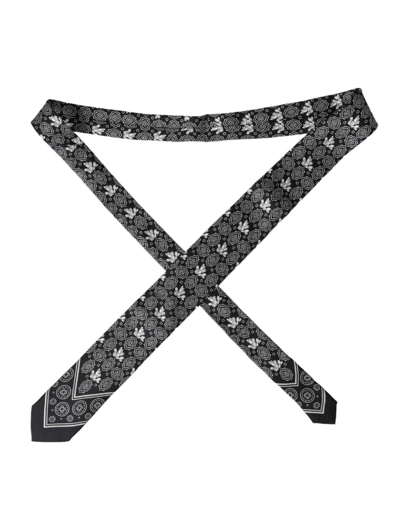 - Black Patterned 100%Silk Adjustable Tie