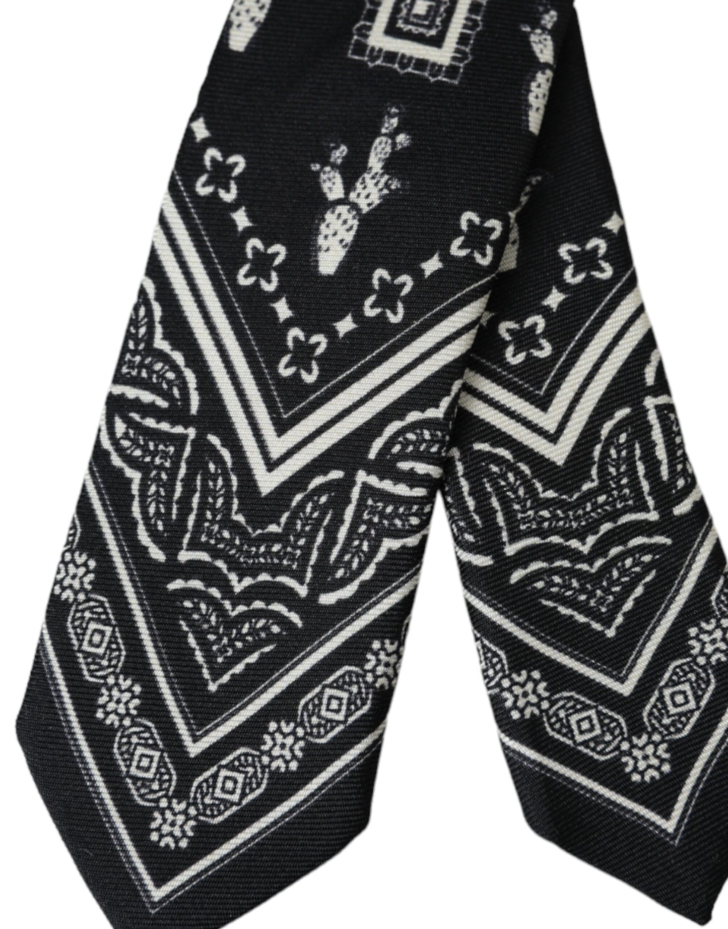 - Black Patterned 100%Silk Adjustable Tie